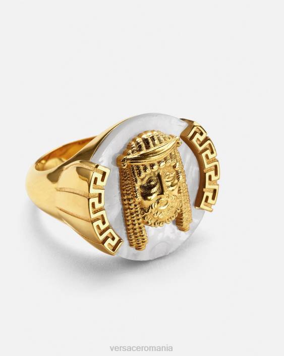 alb la maschera inel de sidef Versace bărbați accesorii 40L61695