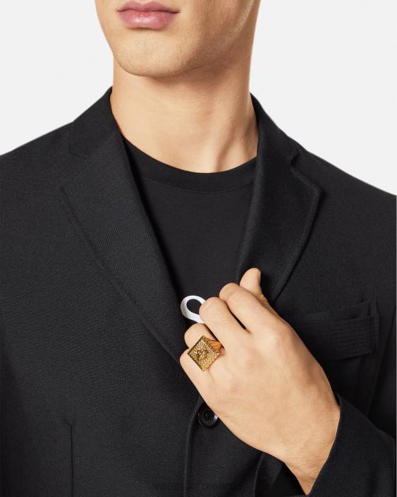 aur inel pătrat medusa Versace bărbați accesorii 40L61691
