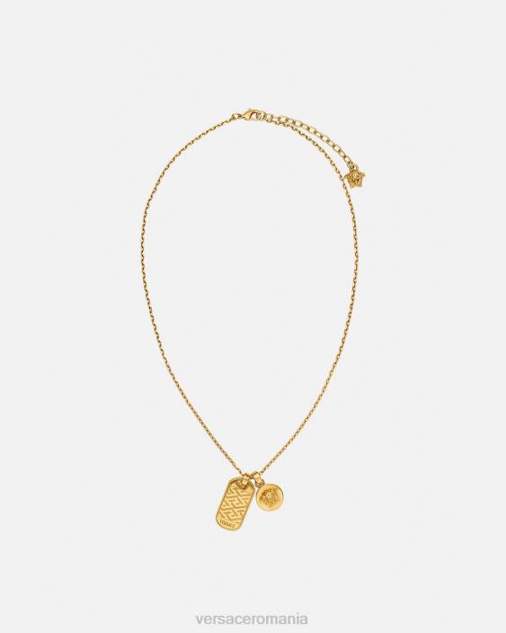 aur la greca tag necklace Versace bărbați accesorii 40L61688