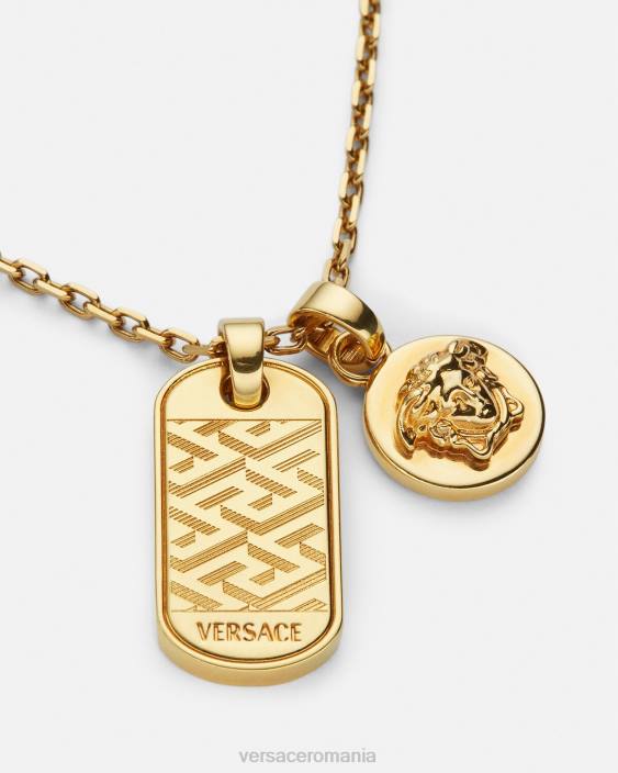 aur la greca tag necklace Versace bărbați accesorii 40L61688