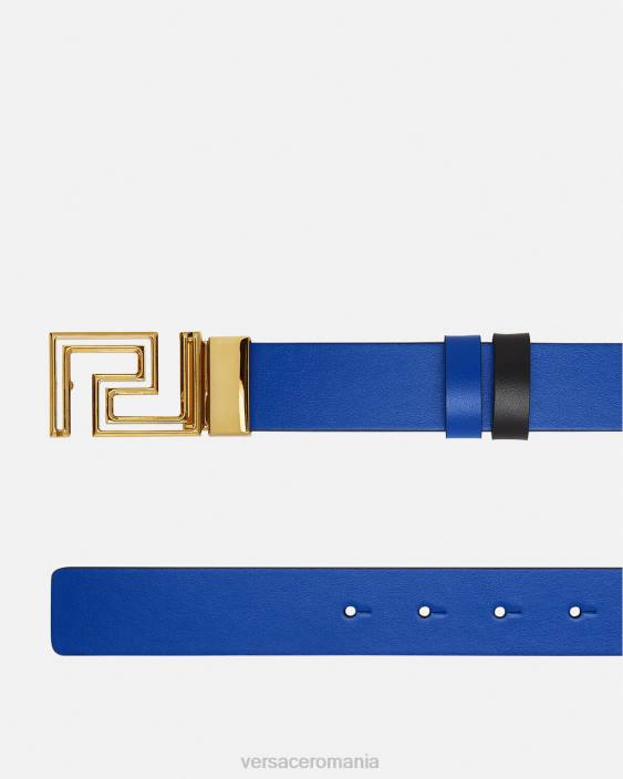 albastru centura reversibila greca din piele Versace bărbați accesorii 40L61626