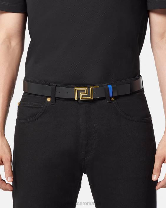 albastru centura reversibila greca din piele Versace bărbați accesorii 40L61626