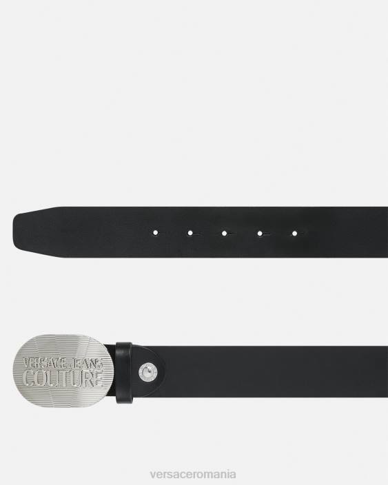negru argintiu centura de rodeo cu logo Versace bărbați accesorii 40L62511
