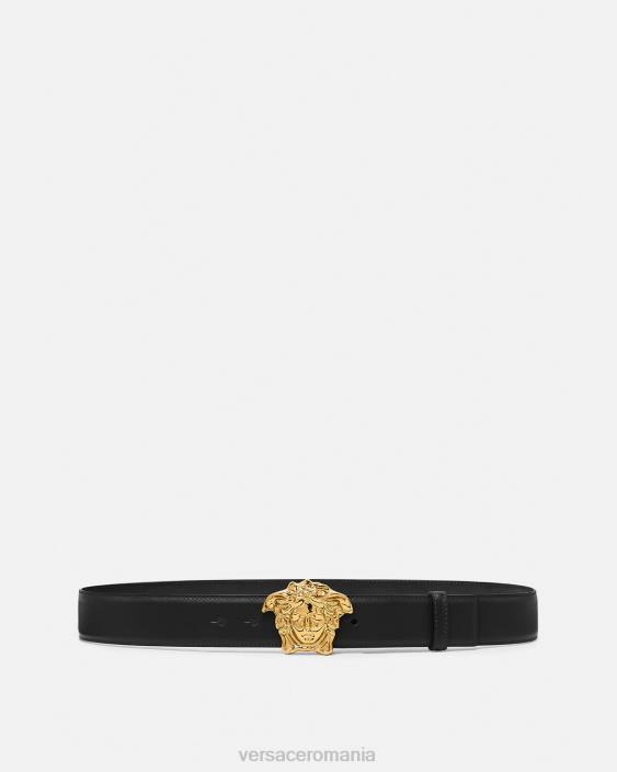 negru centura din piele la medusa Versace bărbați accesorii 40L61620