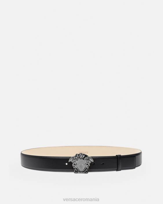 negru centura din piele la medusa Versace bărbați accesorii 40L61621