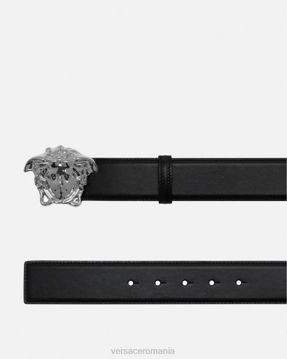 negru centura din piele la medusa Versace bărbați accesorii 40L61621