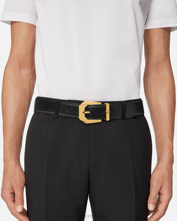 negru centura din piele medusa Versace bărbați accesorii 40L61616
