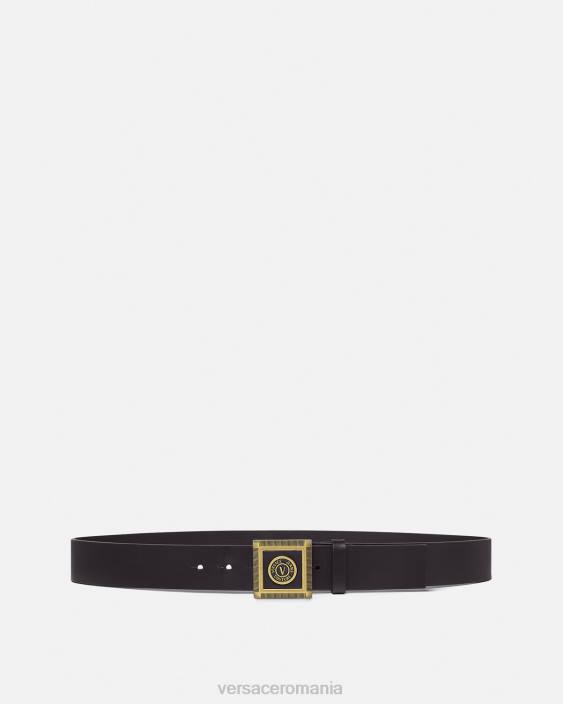 negru si auriu centură cu emblemă în V Versace bărbați accesorii 40L62504