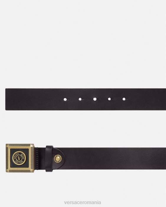 negru si auriu centură cu emblemă în V Versace bărbați accesorii 40L62504