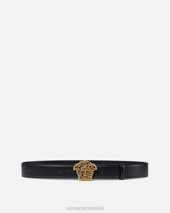 negru si auriu centura din piele medusa Versace bărbați accesorii 40L61630