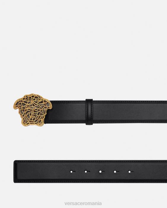 negru si auriu centura din piele medusa Versace bărbați accesorii 40L61630