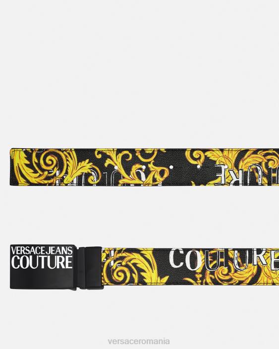 negru si auriu centura reversibila cu logo couture Versace bărbați accesorii 40L62505