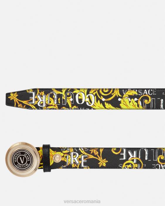 negru si auriu curea rotundă cu emblemă v-emblemă couture Versace bărbați accesorii 40L62512