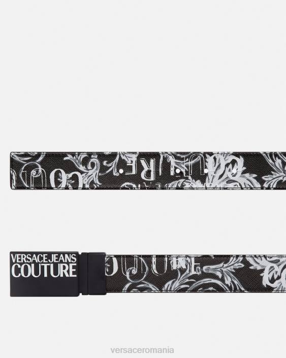 negru si gri centura reversibila cu logo couture Versace bărbați accesorii 40L62507