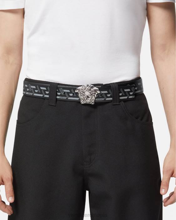 negru si gri centura reversibila la greca medusa Versace bărbați accesorii 40L61628