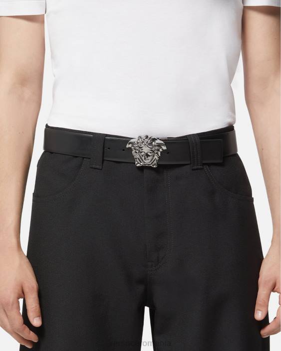 negru si gri centura reversibila la greca medusa Versace bărbați accesorii 40L61628