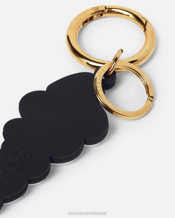 negru breloc din silicon cu logoul universității Versace bărbați accesorii 40L61665