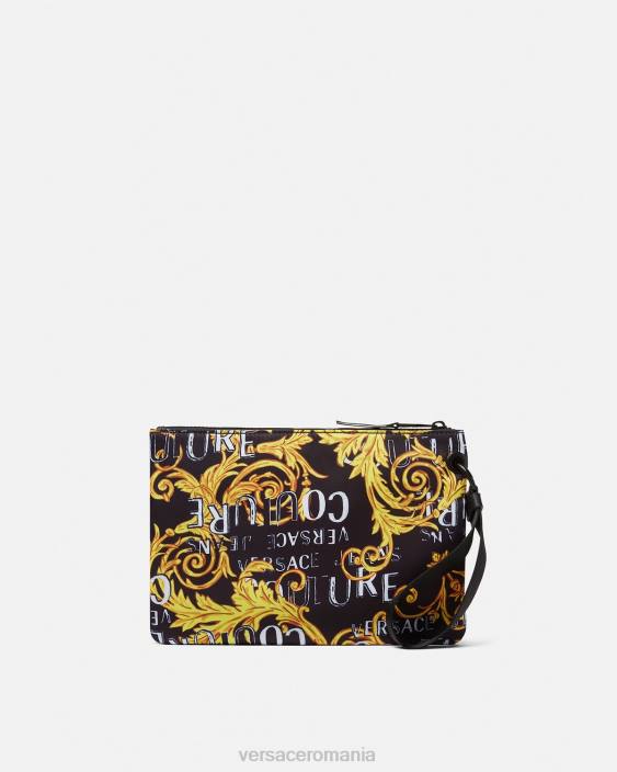 negru si auriu husă cu emblemă în V cu logo dublu Versace bărbați accesorii 40L62497