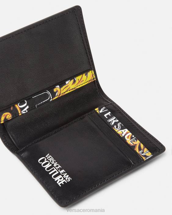 negru si auriu portofel înalt cu logo couture bifold Versace bărbați accesorii 40L62519