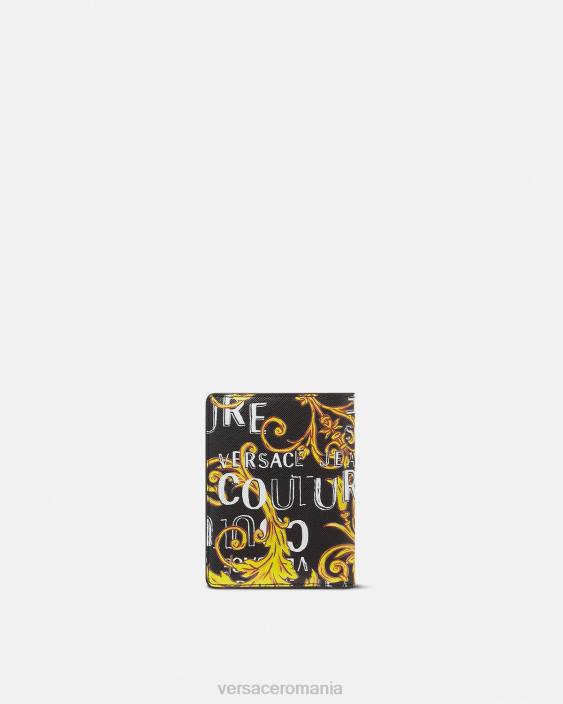 negru si auriu portofel înalt cu logo couture bifold Versace bărbați accesorii 40L62519