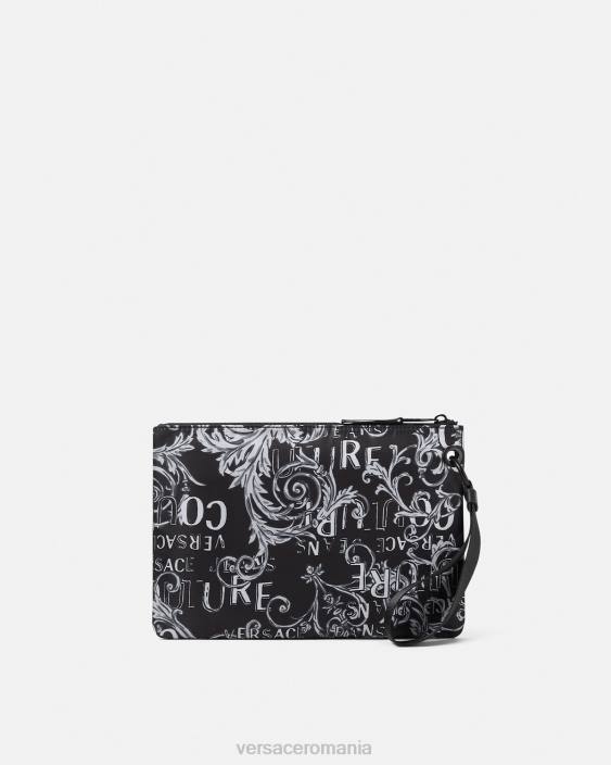 negru si gri husă cu emblemă în V cu logo dublu Versace bărbați accesorii 40L62496