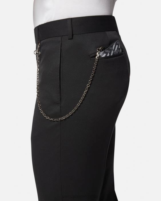 negru si gri la greca semnatura lant card holder Versace bărbați accesorii 40L61652