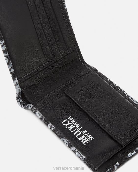 negru si gri portofel bifold cu logo couture Versace bărbați accesorii 40L62516