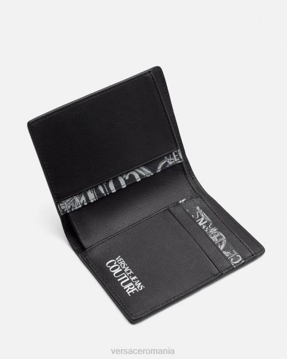 negru si gri portofel înalt cu logo couture bifold Versace bărbați accesorii 40L62518