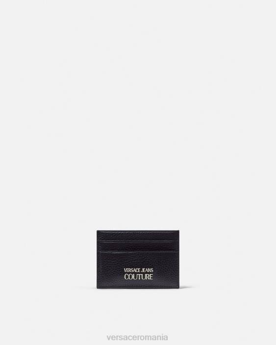 negru suport card cu logo Versace bărbați accesorii 40L62488