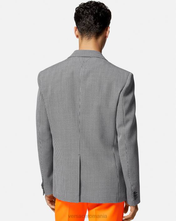 alb negru blazer cu sigla varsity houndstooth Versace bărbați îmbrăcăminte 40L61278