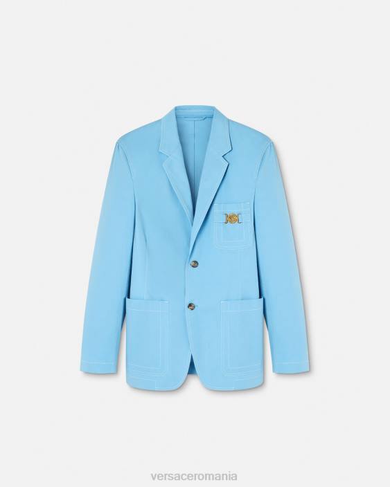 albastru deschis blazer medusa biggie cu un singur piept Versace bărbați îmbrăcăminte 40L61266