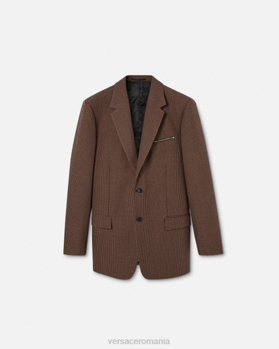 maro și auriu blazer barocco 660 din picioare de poule Versace bărbați îmbrăcăminte 40L61279