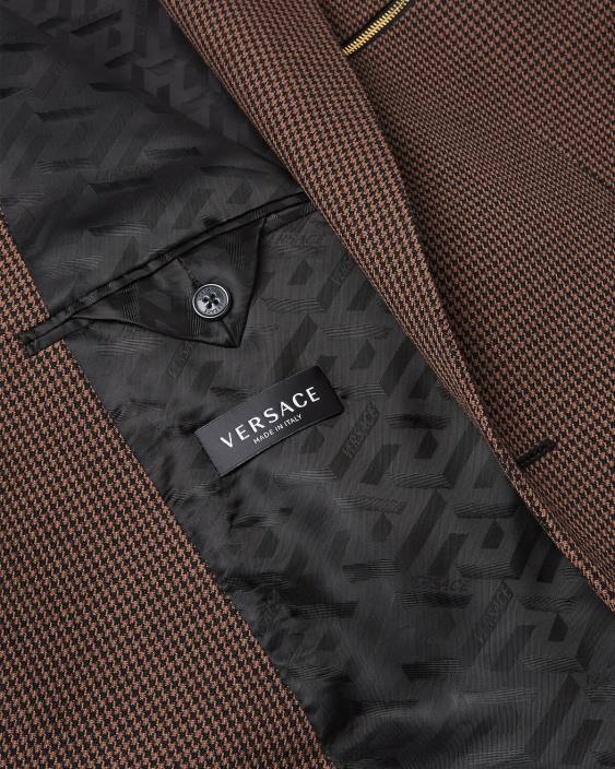 maro și auriu blazer barocco 660 din picioare de poule Versace bărbați îmbrăcăminte 40L61279