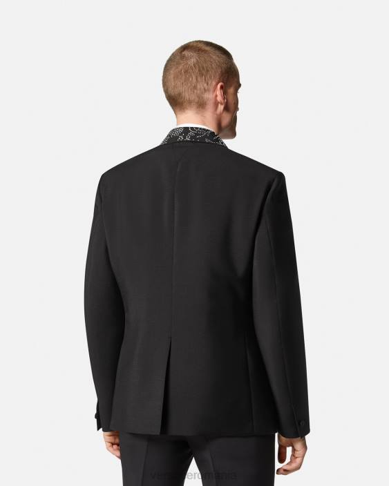 negru blazer cu siluetă barocco cu împânzire Versace bărbați îmbrăcăminte 40L61275