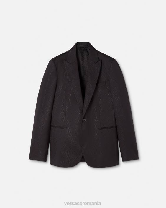negru blazer jacquard la greca Versace bărbați îmbrăcăminte 40L61277