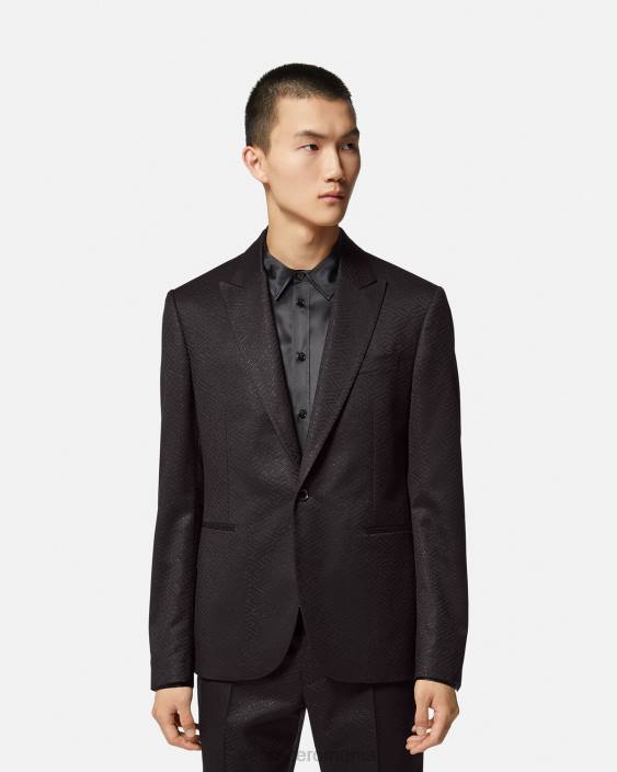 negru blazer jacquard la greca Versace bărbați îmbrăcăminte 40L61277
