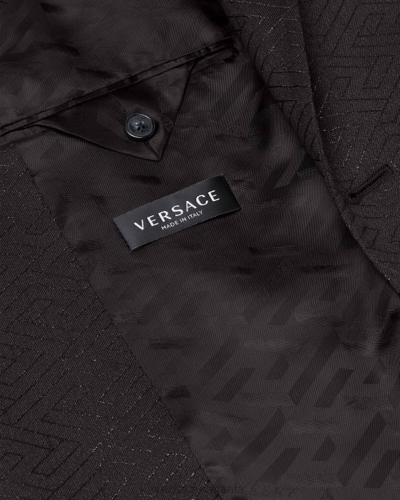negru blazer jacquard la greca Versace bărbați îmbrăcăminte 40L61277