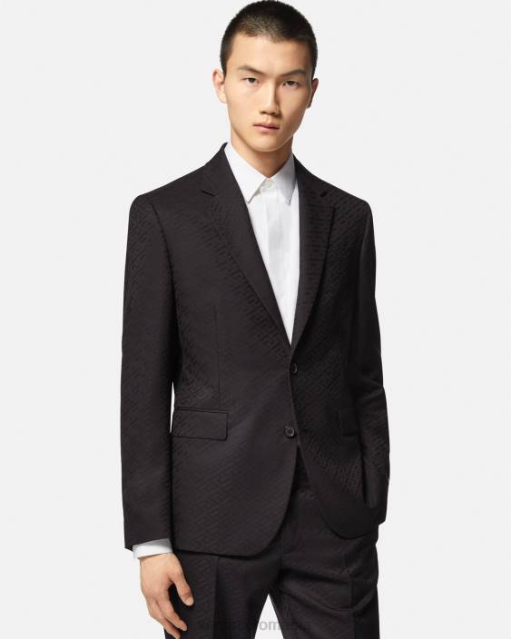 negru la greca tailored blazer Versace bărbați îmbrăcăminte 40L61264
