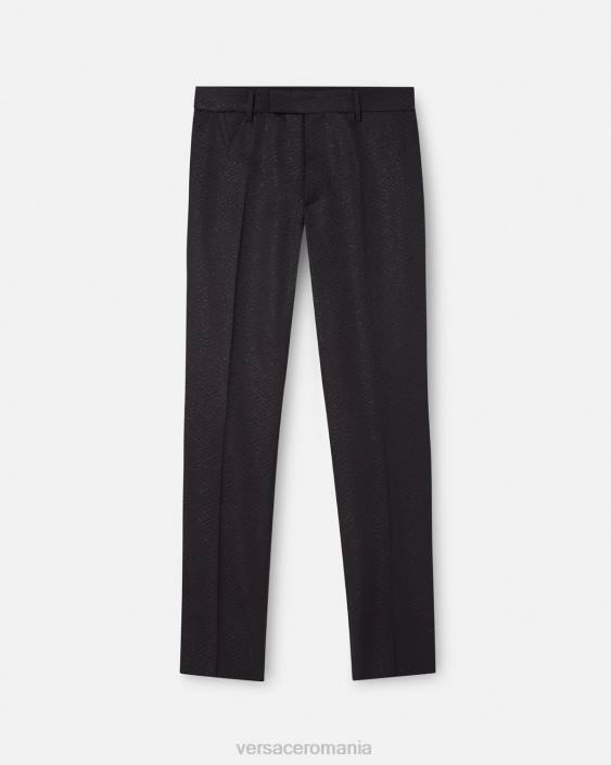 negru pantaloni jacquard la greca Versace bărbați îmbrăcăminte 40L61276