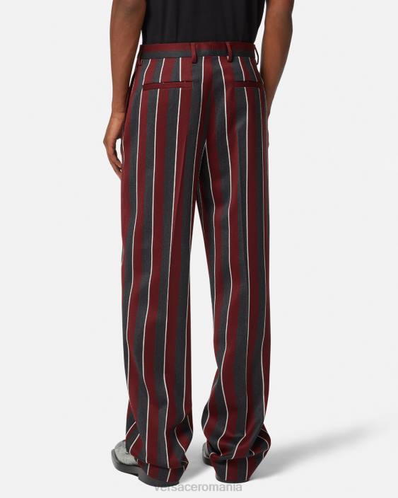 roșu și gri pantaloni de lână în dungi Versace bărbați îmbrăcăminte 40L61270