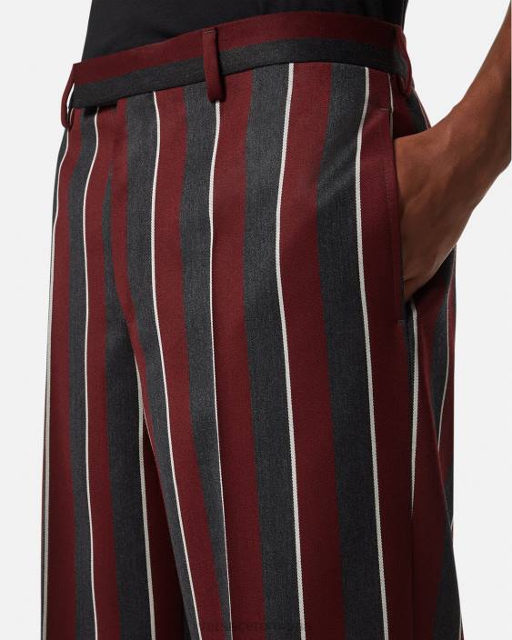 roșu și gri pantaloni de lână în dungi Versace bărbați îmbrăcăminte 40L61270