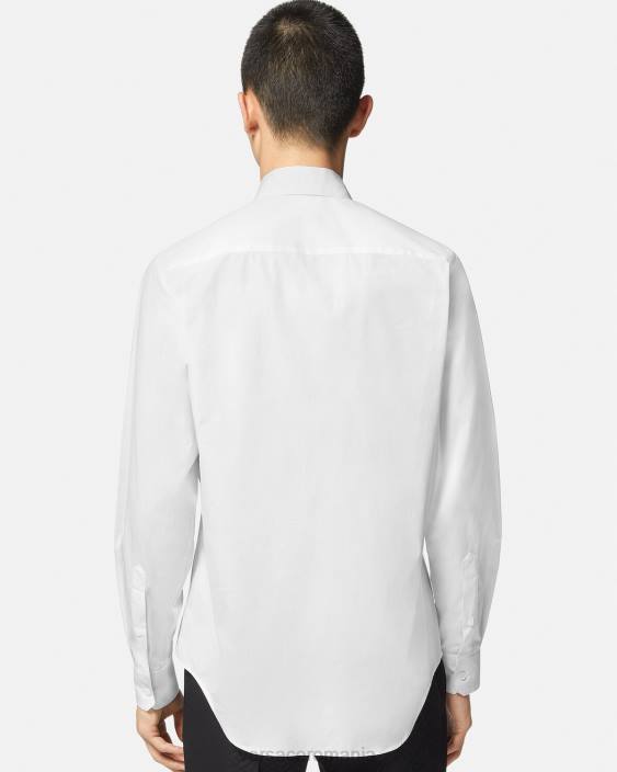 alb cămașă cu logo brodat Versace bărbați îmbrăcăminte 40L61300