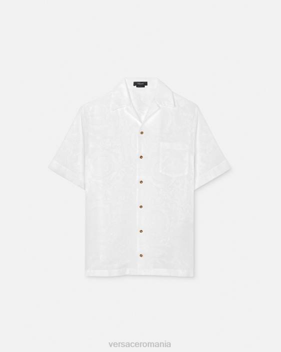 alb cămașă cu silueta barocco Versace bărbați îmbrăcăminte 40L61290