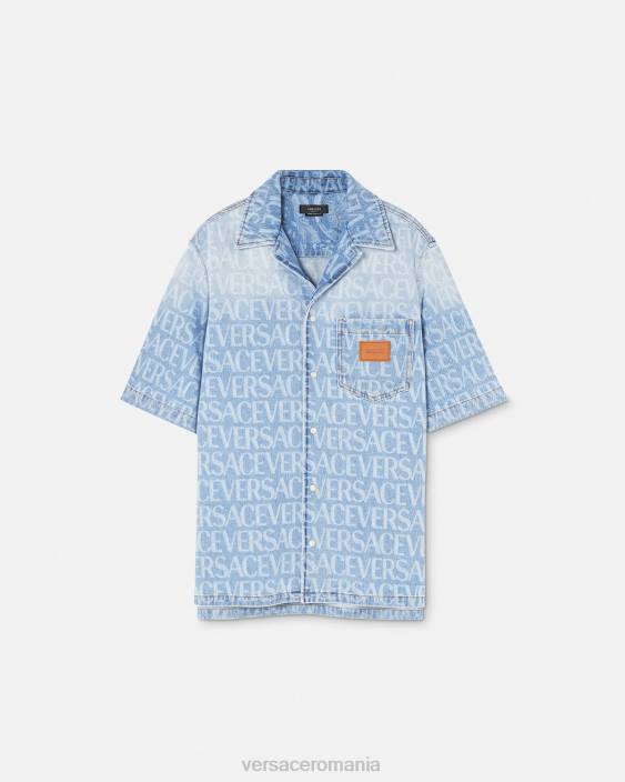 albastru cămașă din denim peste tot Versace bărbați îmbrăcăminte 40L61283