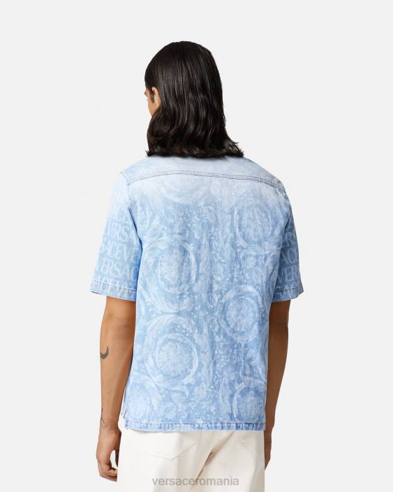 albastru cămașă din denim peste tot Versace bărbați îmbrăcăminte 40L61283