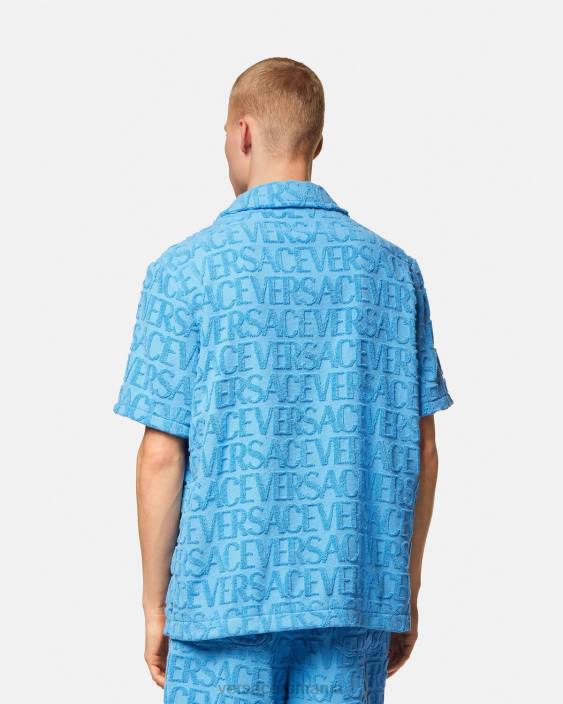 albastru deschis peste cămașă de prosop Versace bărbați îmbrăcăminte 40L61280