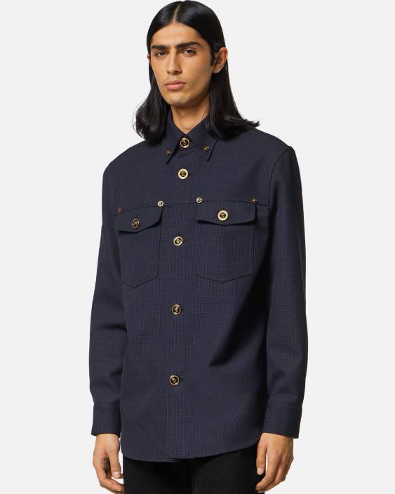 albastru peste cămașă medusa din picioare de găin Versace bărbați îmbrăcăminte 40L61322