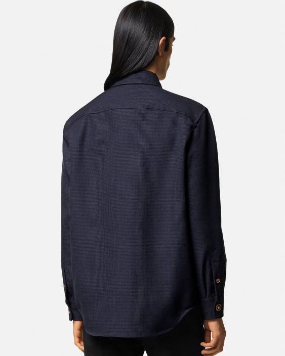 albastru peste cămașă medusa din picioare de găin Versace bărbați îmbrăcăminte 40L61322