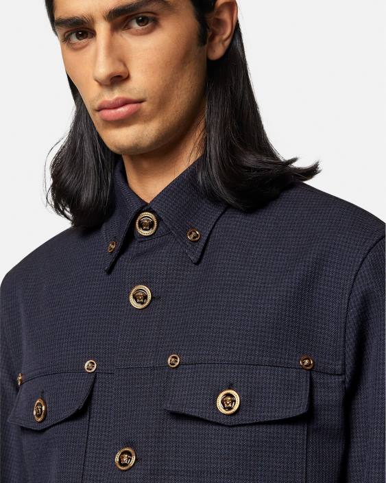 albastru peste cămașă medusa din picioare de găin Versace bărbați îmbrăcăminte 40L61322