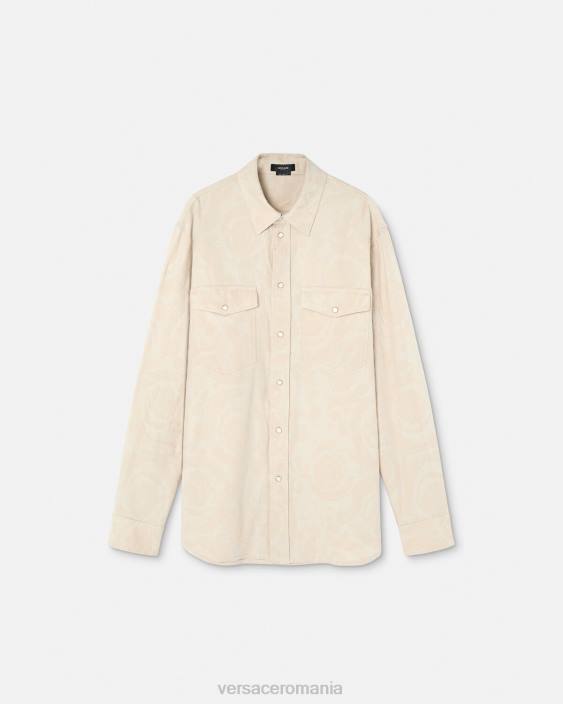 bej cămașă cambray silueta barocco Versace bărbați îmbrăcăminte 40L61292